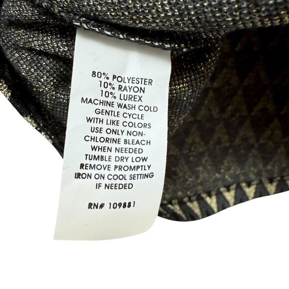 Sunny Leigh Pencil Skirt Large Gold Black Metallic V Print Stretch Pull On NWT - Picture 7 of 7